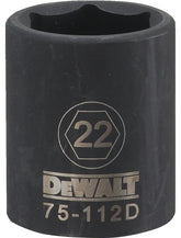 DeWALT DWMT75112OSP Deep Impact Socket, 22 mm Socket, 1/2 in Drive, 6-Point, Steel, Black Oxide